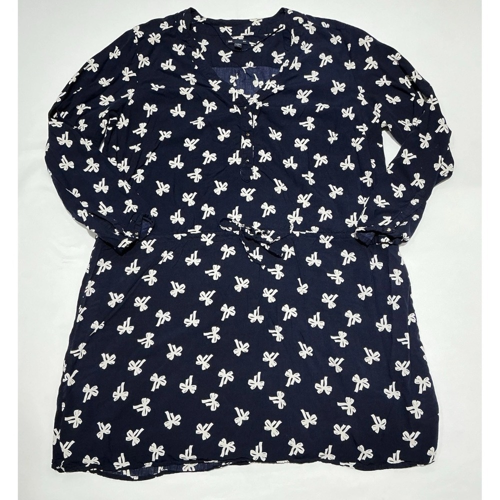 Gap Midi Dress Womens XXL Blue Bow Drawstring Waist Lined Plus Size Chic